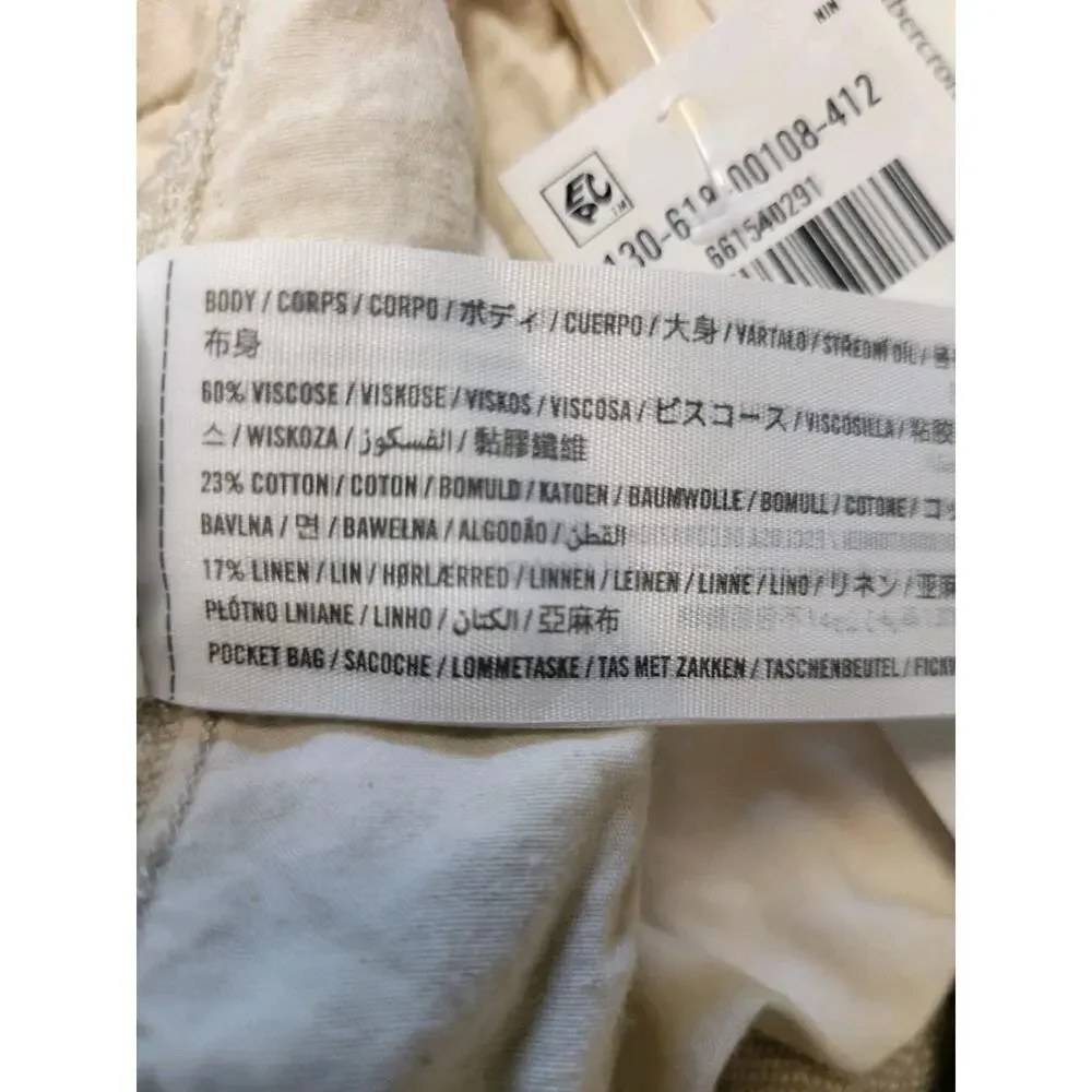 NEW Abercrombie & Fitch | Baggy Beige Linen Blend Pants Mens Size (28x30)